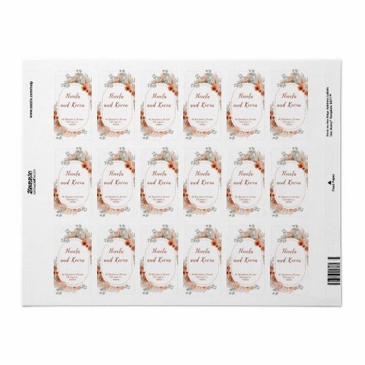 Boho Terracotta Pampas Grass Registry Etiket (Full Sheet)