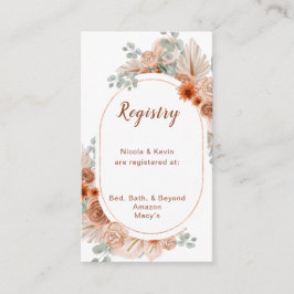 Boho Terracotta Pampas Grass Registry Informatiekaartje