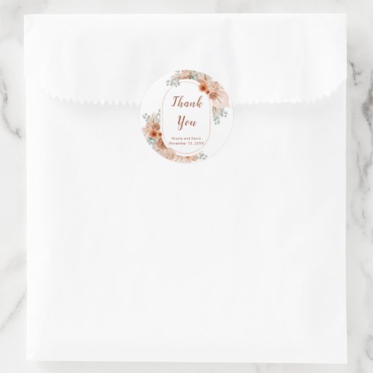 Boho Terracotta Pampas Grass Ronde Sticker (Tas)