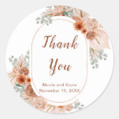 Boho Terracotta Pampas Grass Ronde Sticker (Voorkant)