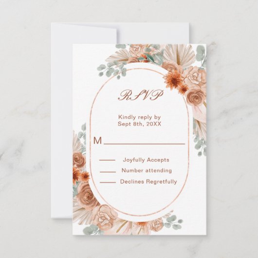 Boho Terracotta Pampas Grass RSVP (Voorkant)