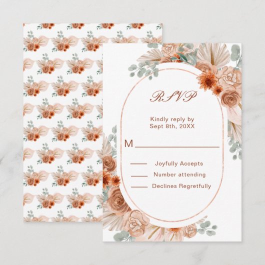 Boho Terracotta Pampas Grass RSVP (Voorkant / Achterkant)