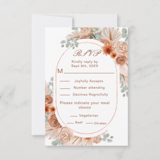 Boho Terracotta Pampas Grass RSVP (Voorkant)