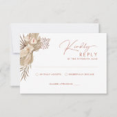 Boho Terracotta Pampas Grass RSVP Reply Card Kaartje (Voorkant)