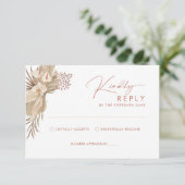 Boho Terracotta Pampas Grass RSVP Reply Card Kaartje (Staand voorkant)