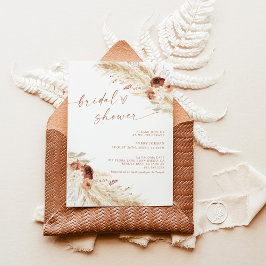 Boho Terracotta Pampas Grass Vrijgezellenfeest Inv Kaart