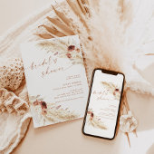 Boho Terracotta Pampas Grass Vrijgezellenfeest Inv Kaart