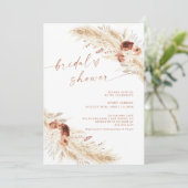 Boho Terracotta Pampas Grass Vrijgezellenfeest Inv Kaart (Staand voorkant)