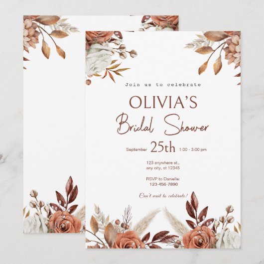 Boho Terracotta Pampas Grass Vrijgezellenfeest Kaart (Voorkant / Achterkant)