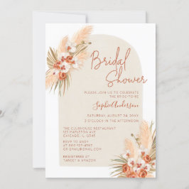 Boho Terracotta Pampas Grass Vrijgezellenfeest Kaart