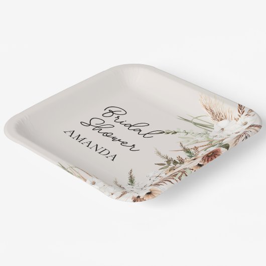 Boho terracotta pampas grass Vrijgezellenfeest Papieren Bordje (Gebogen)