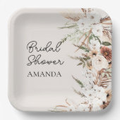 Boho terracotta pampas grass Vrijgezellenfeest Papieren Bordje (Voorkant)