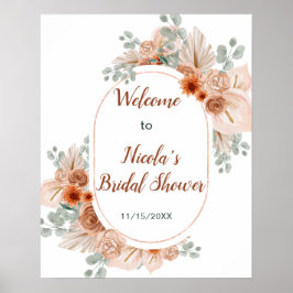 Boho Terracotta Pampas Grass Vrijgezellenfeest Poster