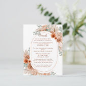 Boho Terracotta Pampas Grass Wedding Details Informatiekaartje (Staand voorkant)
