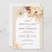 Boho Terracotta Pampas Grass Wedding Invitation Kaart (Voorkant)