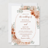 Boho Terracotta Pampas Grass Wedding Kaart (Voorkant)