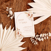 Boho Terracotta Pampas Grass Wedding Kaart