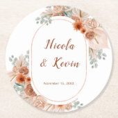 Boho Terracotta Pampas Grass Wedding Ronde Kartonnen Onderzetter (Voorkant)