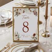 Boho Terracotta Pampas Grass Wedding Table Number Kaart