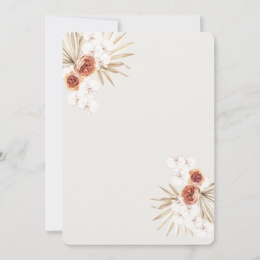 Boho Terracotta Pampas Grass Wedding Uitnodiging (Achterkant)