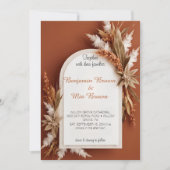 Boho Terracotta Pampas Grass Wedding Uitnodiging (Voorkant)