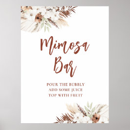boho terracotta pampas mimosa bar poster
