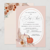 Boho Terracotta Pampas Pumpkins Herfst Baby shower Kaart (Voorkant / Achterkant)