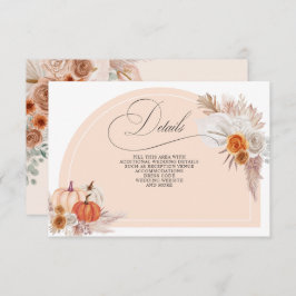 Boho Terracotta Pampas Pumpkins Herfst Details Informatiekaartje