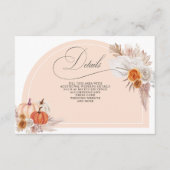 Boho Terracotta Pampas Pumpkins Herfst Details Informatiekaartje (Voorkant)