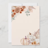 Boho Terracotta Pampas Pumpkins Herfst Vrijgezelle Kaart (Achterkant)