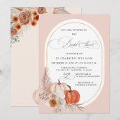 Boho Terracotta Pampas Pumpkins Herfst Vrijgezelle Kaart (Voorkant / Achterkant)