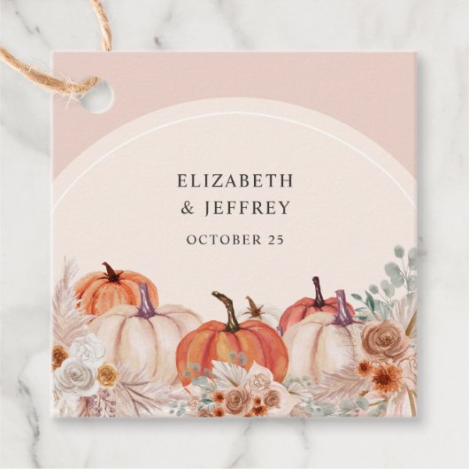 Boho Terracotta Pampas Pumpkins Herfstbruiloft Bedankjes Labels (Voorkant)