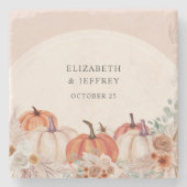 Boho Terracotta Pampas Pumpkins Herfstbruiloft Stenen Onderzetter (Voorkant)