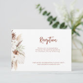 boho terracotta pampas trouwreceptie bedankkaart (Staand voorkant)