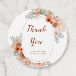 Boho Terracotta Pampasgras Bruiloft Bedankjes Labels