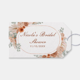 Boho Terracotta Pampasgras Bruiloftsdouche Cadeaulabel