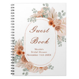 Boho Terracotta Pampasgras Bruiloftsgastenboek Notitieboek