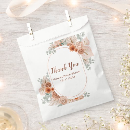 Boho Terracotta Pampasgras Bruiloftssalon Bedankzakje (Geknipt)