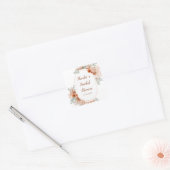 Boho Terracotta Pampasgras Bruiloftsuitnodiging Vierkante Sticker (Envelop)
