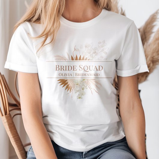 Boho Terracotta Pampasgras Orchidee Bruidsmeisjes T-shirt