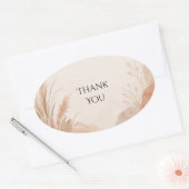 Boho Terracotta Pampasgras Trouwsticker Ovale Sticker (Envelop)