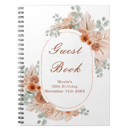 Boho Terracotta Pampasgras Verjaardagsgastenboek Notitieboek