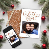 Boho Terracotta Pattern Joyful Kerstfoto Feestdagenkaart