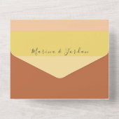 Boho terracotta perzik bruiloft all in one uitnodiging (Achterkant)