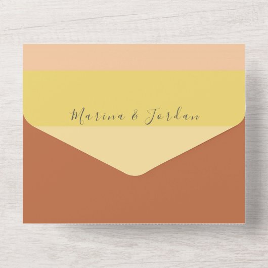 Boho terracotta perzik bruiloft all in one uitnodiging (Achterkant)