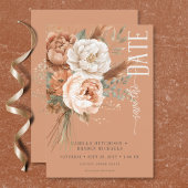 Boho Terracotta Perzik & Crème Bloem Bruiloft Save The Date