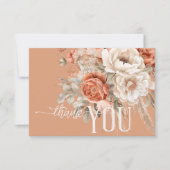 Boho Terracotta Perzik & Crème Bloemen Bruiloft Bedankkaart (Voorkant)