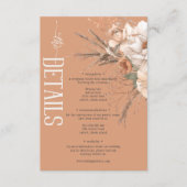 Boho Terracotta Perzik & Crème Bloemen Details Informatiekaartje (Voorkant)