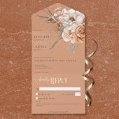 Boho Terracotta Perzik Crème Bloemen Geen Diner All In One Uitnodiging