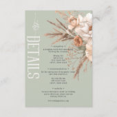 Boho Terracotta Perzik & Crème Bloemen Groen Detai Informatiekaartje (Voorkant)